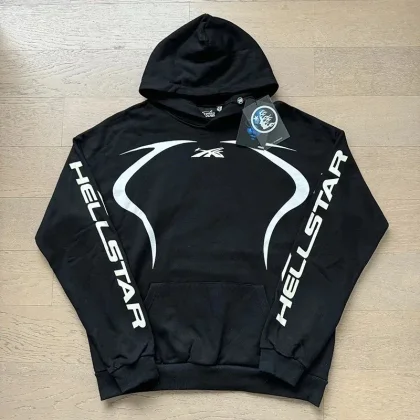 Hellstar Black Hoodie with White Graphic