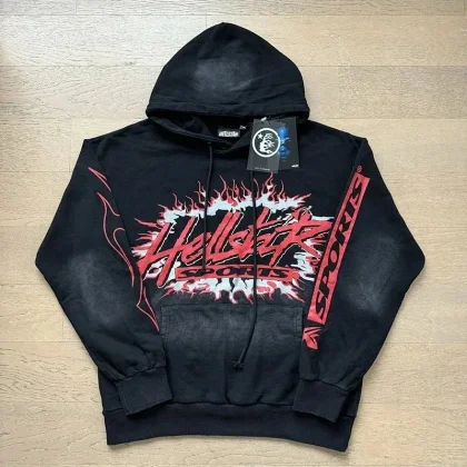 Hellstar Studios Flame Graphic Hoodie Black