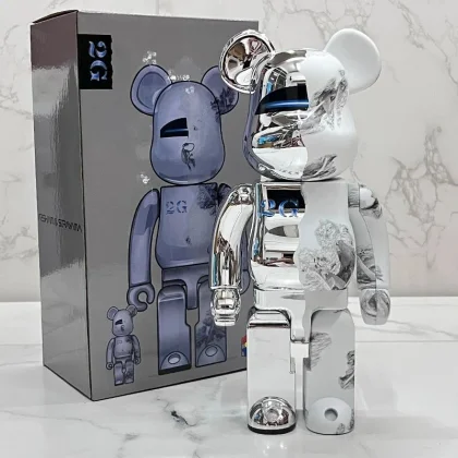 A Bathing Ape BAPE STA Chrome Bearbrick Collectible Figure